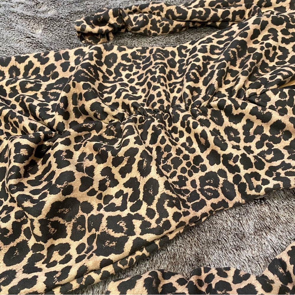 ZARA Ruched Leopard Print Bodycon Dress - Picture 12 of 14